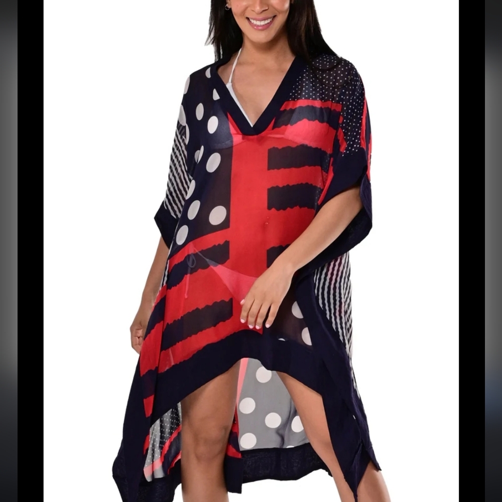 Azucar Wide Cross -Over V-Neck Tunic Swim Cover-up